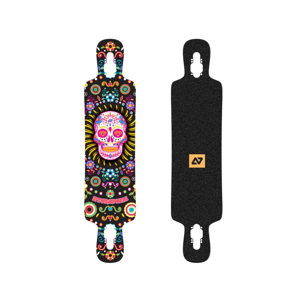 Hot Longboard Drop Through Deck Dt 3.0 Mexican Skull Black Decks