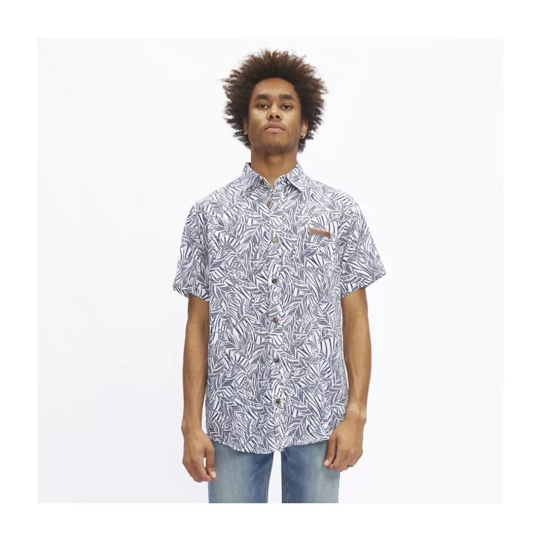 Discount Shirt Hawaii White / Navy Leaves Adult Shirts