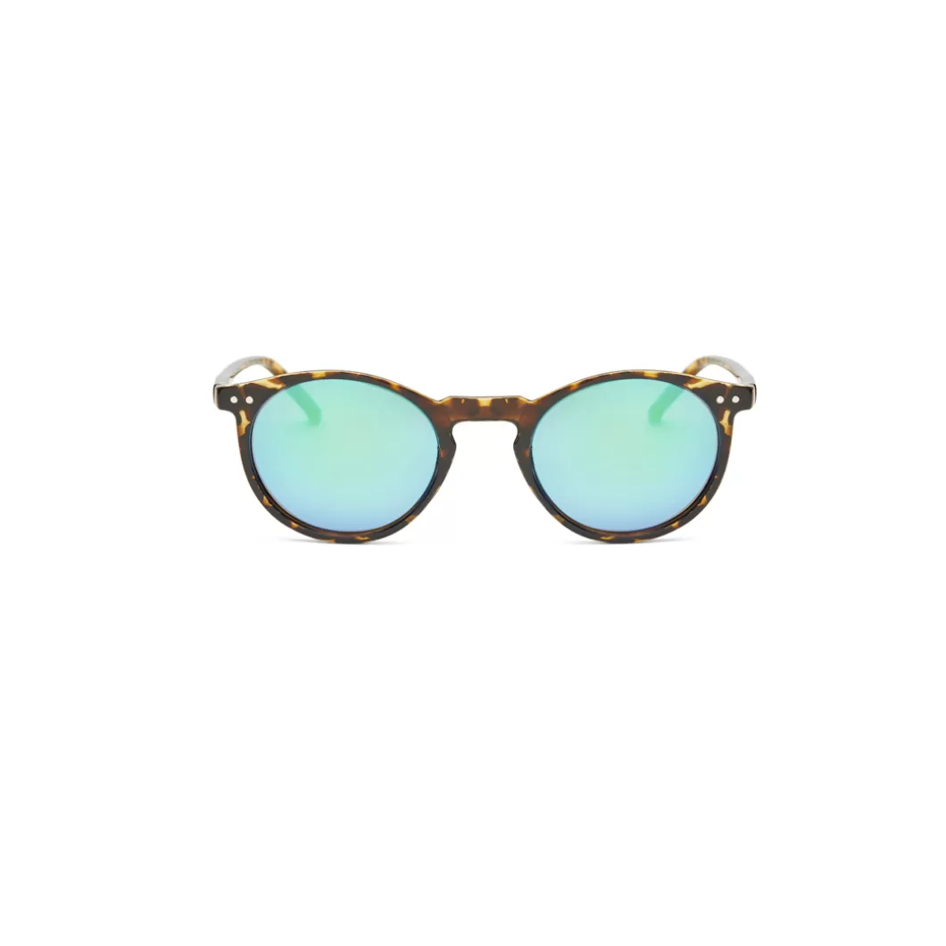 Shop Sunglasses Ew Bay Tortoise Matte + Green Mirror Sunglasses