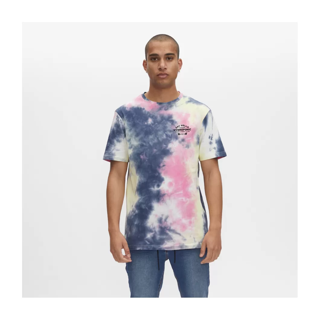 Cheap T-Shirt Good Vibes Tie Dye Blue Yellow Adult T-Shirts