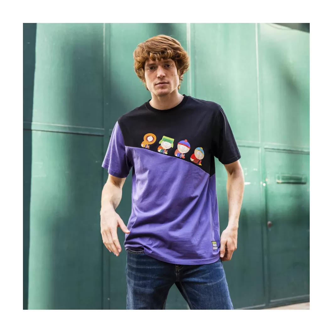 Sale T-Shirt South Park Downhill Black / Violet Blue Adult T-Shirts