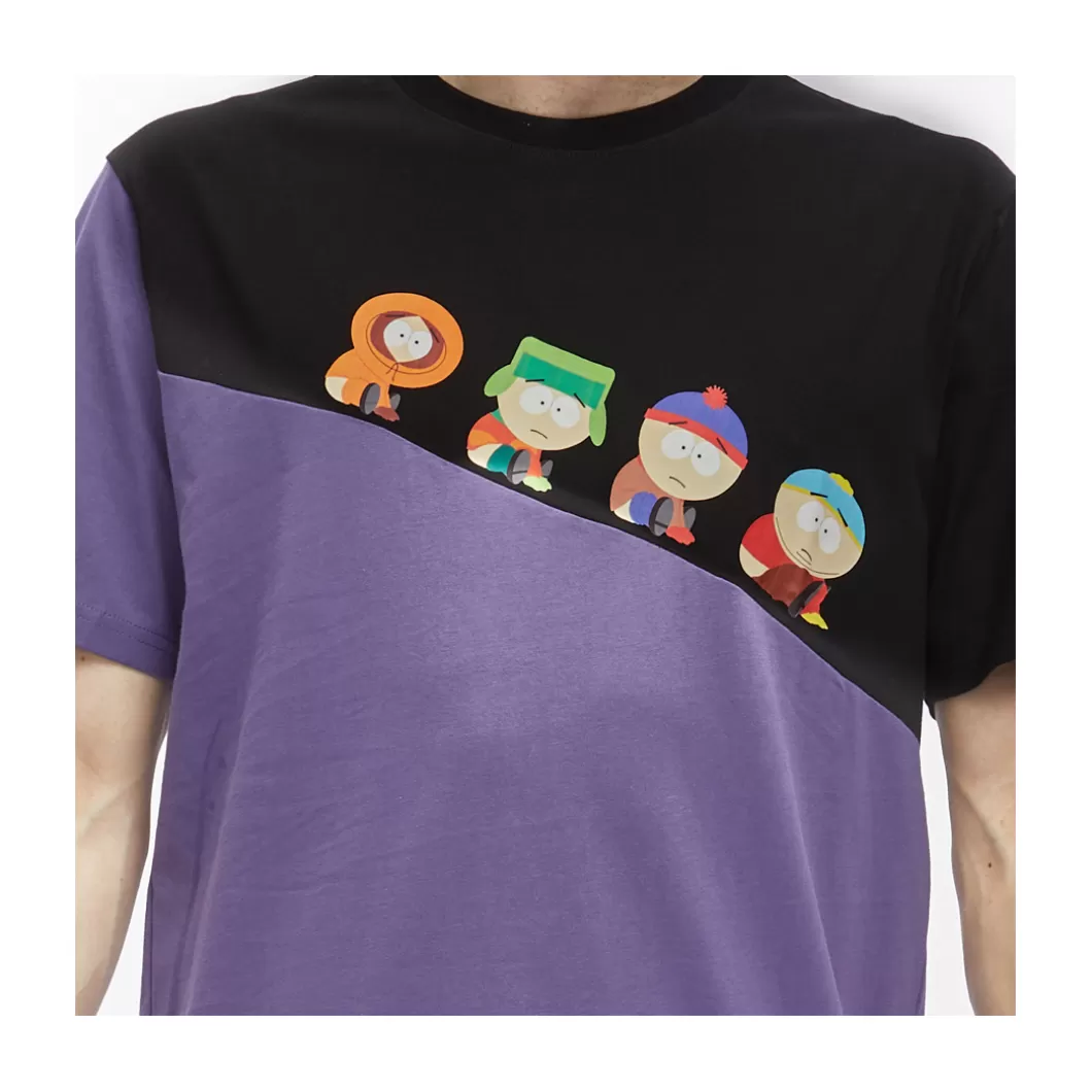 Sale T-Shirt South Park Downhill Black / Violet Blue Adult T-Shirts